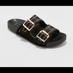 A New Day Velvet Pin Stud Two Buckle Sandal Sz.6.5